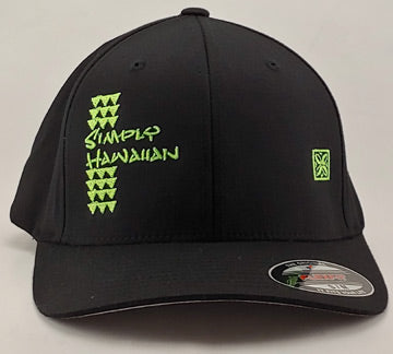 Safety Green Simply Hawaiian Shark Teeth Black FlexFit Hat
