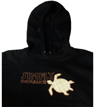Lauhala Honu Embroidered Black Pull Over Hoody