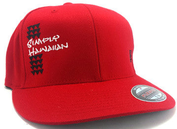Black Simply Hawaiian Shark Teeth Red FlexFit Hat