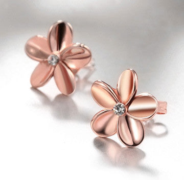 CZ Plumeria Flower Earrings Silver or Rose Gold - FREE SHIPPING!