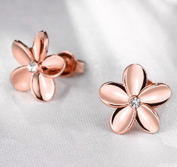 CZ Plumeria Flower Earrings Silver or Rose Gold - FREE SHIPPING!