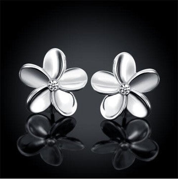 CZ Plumeria Flower Earrings Silver or Rose Gold - FREE SHIPPING!