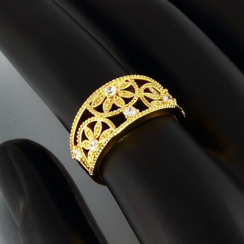 Cubic Zirconia Hollow Flower Ring - 18K Gold plated & Rose Gold - FREE SHIPPING!