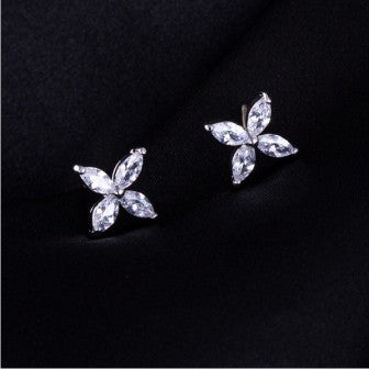 Cubic Zirconia Single Flower Earrings - FREE SHIPPING!