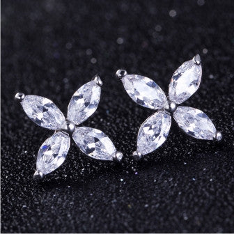 Cubic Zirconia Single Flower Earrings - FREE SHIPPING!