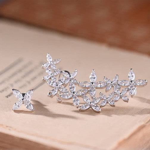 Cubic Zirconia Flower Stud Earrings - FREE SHIPPING!