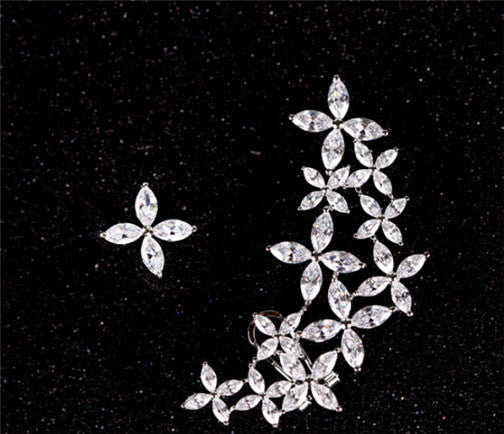 Cubic Zirconia Flower Stud Earrings - FREE SHIPPING!