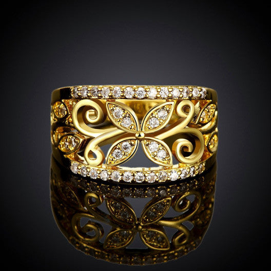 Cubic Zirconia Flower Wide Ring - 3 Styles - FREE SHIPPING!