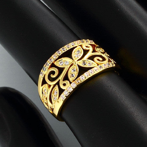 Cubic Zirconia Flower Wide Ring - 3 Styles - FREE SHIPPING!