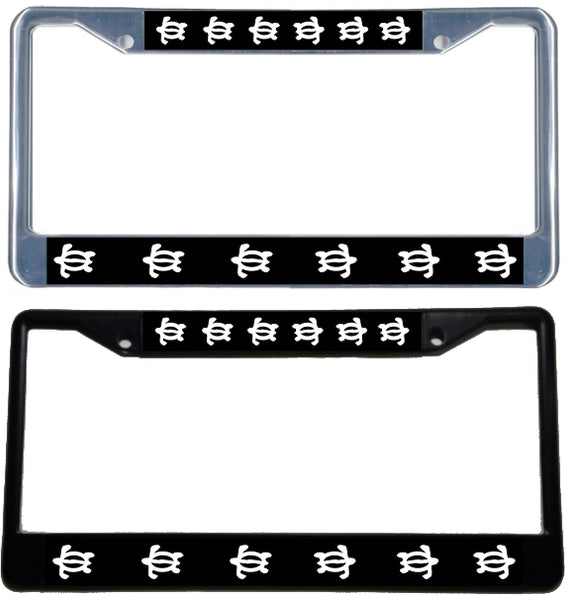 Honu - Metal License Plate Frame - Black & chrome