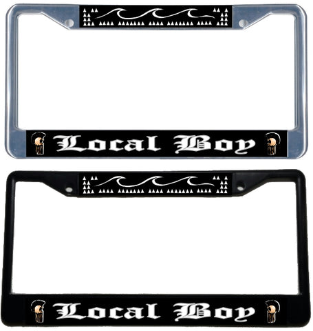 Local Boy - Metal License Plate Frame - black & chrome
