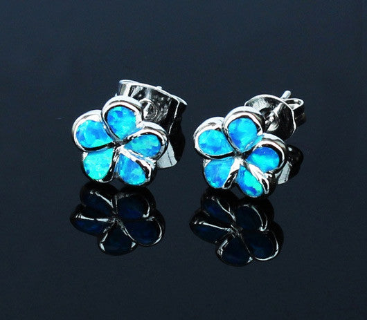 Plumeria Flower Fire Opal Stud Earrings - 3 Colors - FREE SHIPPING!