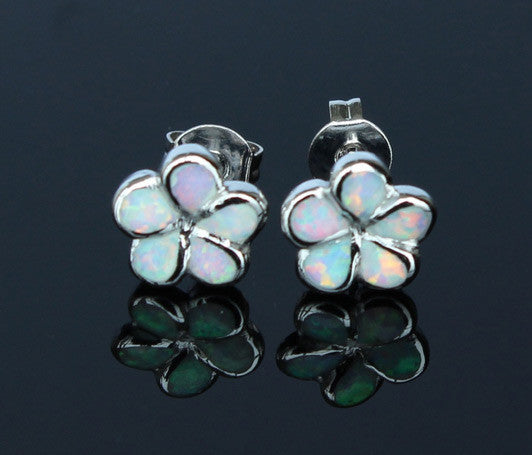 Plumeria Flower Fire Opal Stud Earrings - 3 Colors - FREE SHIPPING!