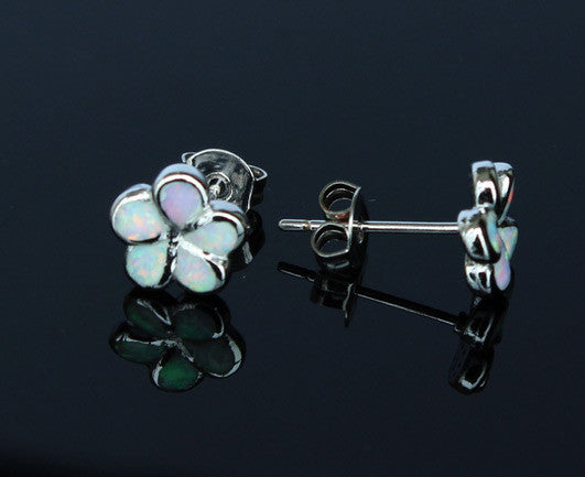 Plumeria Flower Fire Opal Stud Earrings - 3 Colors - FREE SHIPPING!