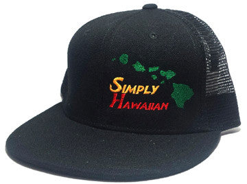 Rasta Islands All Black Snap Back Trucker Flat Bill