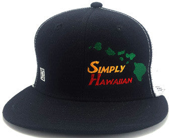 Rasta Islands Black/White Snap Back Trucker Flat Bill