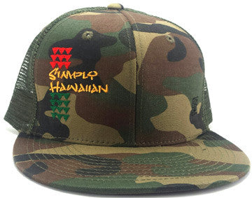 Rasta Simply Shark Teeth Green Fatigue Snap Back Trucker Flat Bill