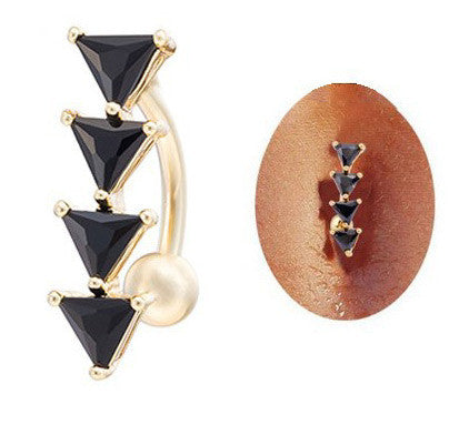 Black Crystal Shark Teeth Belly Ring - FREE SHIPPING!