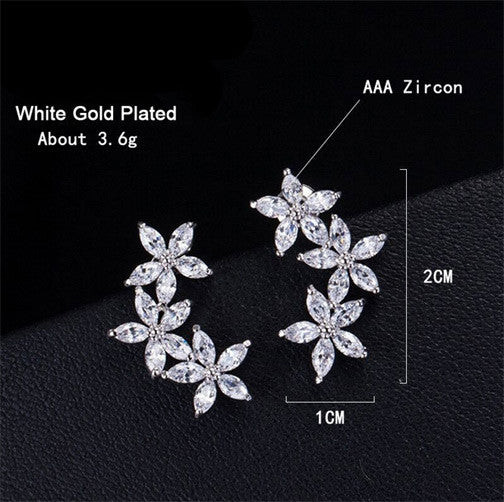 Cubic Zirconia 3 Flower Earrings - FREE SHIPPING!