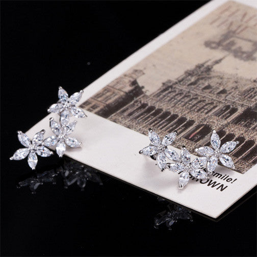 Cubic Zirconia 3 Flower Earrings - FREE SHIPPING!