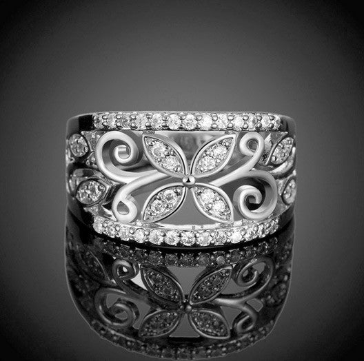 Cubic Zirconia Flower Wide Ring - 3 Styles - FREE SHIPPING!