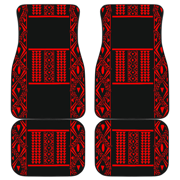 Maile Tribe Front and Back Car Mats Black Red