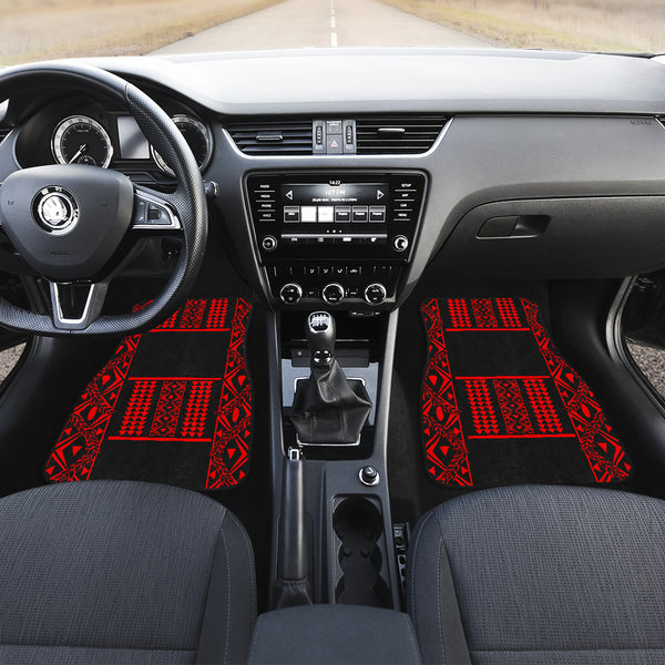Maile Tribe Front Car Mats - Black Red