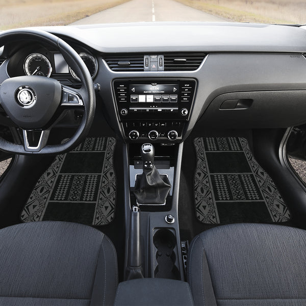 Maile Tribe Front and Back Car Mats Black Grey