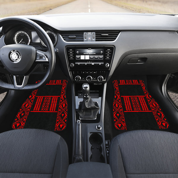 Maile Tribe Front and Back Car Mats Black Red