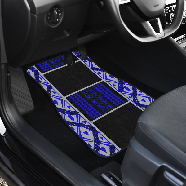 Maile Tribe Front and Back Car Mats Blue Grey