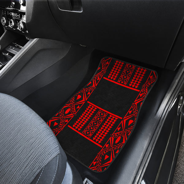 Maile Tribe Front Car Mats - Black Red