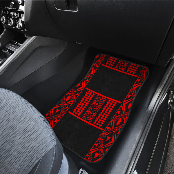 Maile Tribe Front and Back Car Mats Black Red