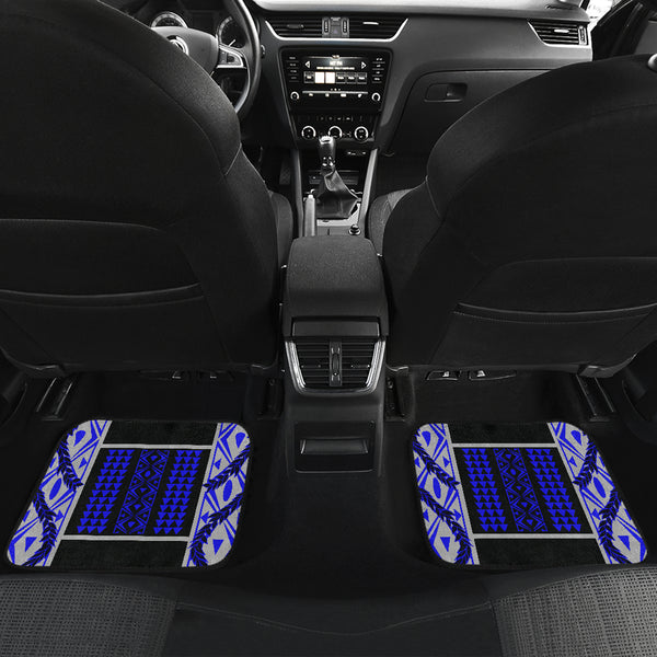 Maile Tribe Front and Back Car Mats Blue Grey