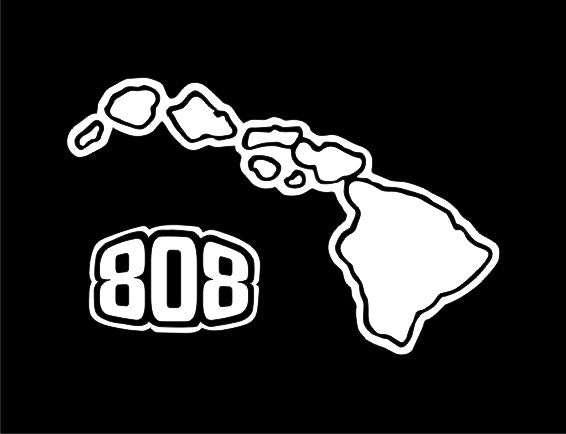 808 Hawaiian Islands sticker on tinted glass