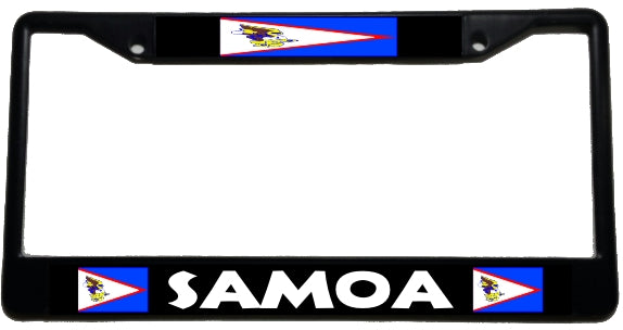 American Samoa Flag - Metal License Plate Frame - black & chrome