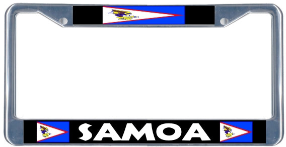 American Samoa Flag - Metal License Plate Frame - black & chrome