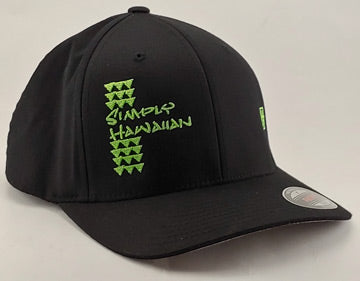 Safety Green Simply Hawaiian Shark Teeth Black FlexFit Hat