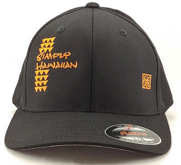 Safety Orange Simply Hawaiian Shark Teeth Black FlexFit Hat
