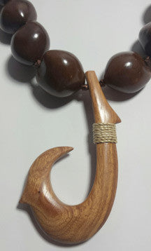 Brown Kukui Nut Lei with wood Hook - FREE SHIPPING!