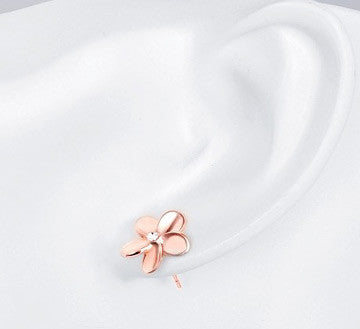 CZ Plumeria Flower Earrings Silver or Rose Gold - FREE SHIPPING!