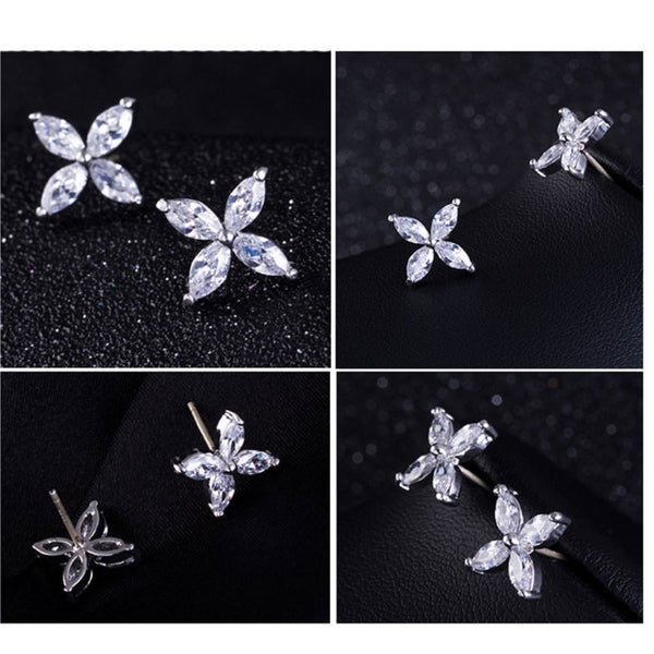 Cubic Zirconia Single Flower Earrings - FREE SHIPPING!