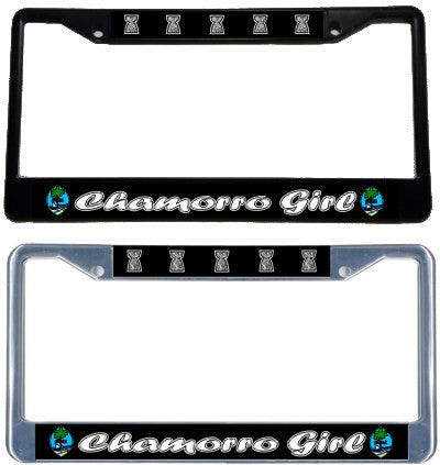 Chamorro Girl - Metal License Plate Frame - black & chrome