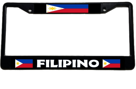 Filipino Flag - Metal License Plate Frame - black & chrome