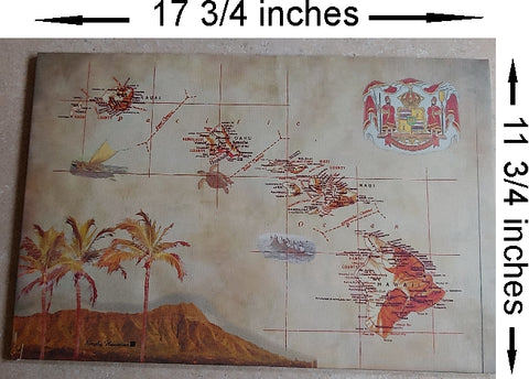 Hawaiian Islands 17 3/4 inches X 11 3/4 inches Canvas