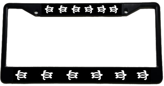 Honu - Metal License Plate Frame - Black & chrome