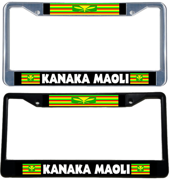 KANAKA MAOLI - Metal License Plate Frame - black & chrome