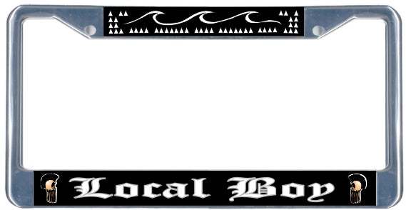 Local Boy - Metal License Plate Frame - black & chrome