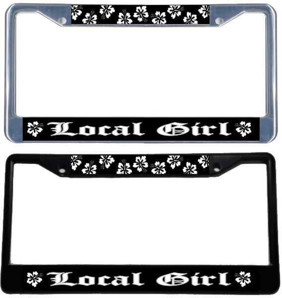 Local Girl - Metal License Plate Frame - black & chrome