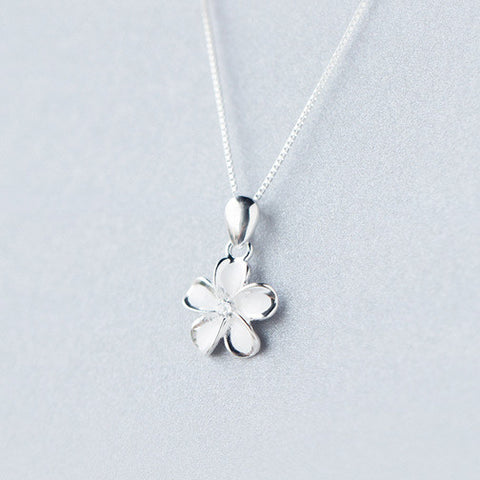 Sterling Silver White Plumeria Hawaii Necklace - FREE SHIPPING!