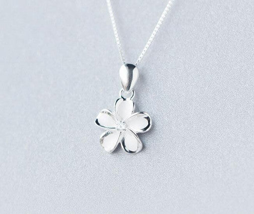 Sterling Silver White Plumeria Hawaii Necklace - FREE SHIPPING!